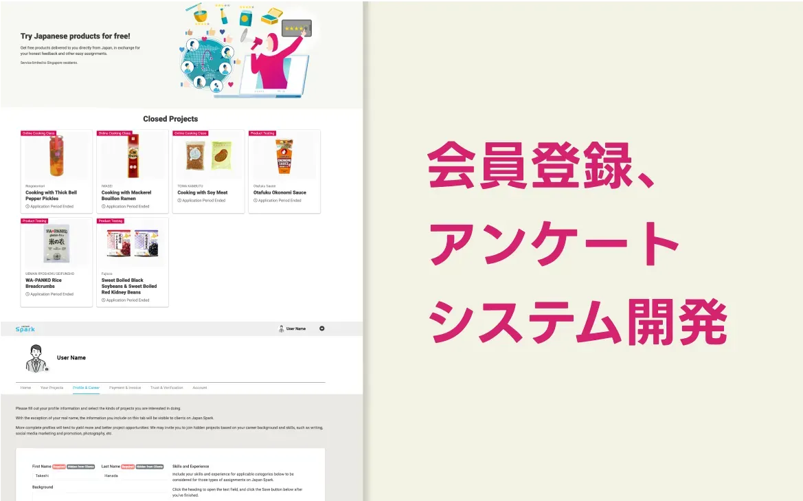 会員登録、アンケートシステム開発 開発イメージ画像